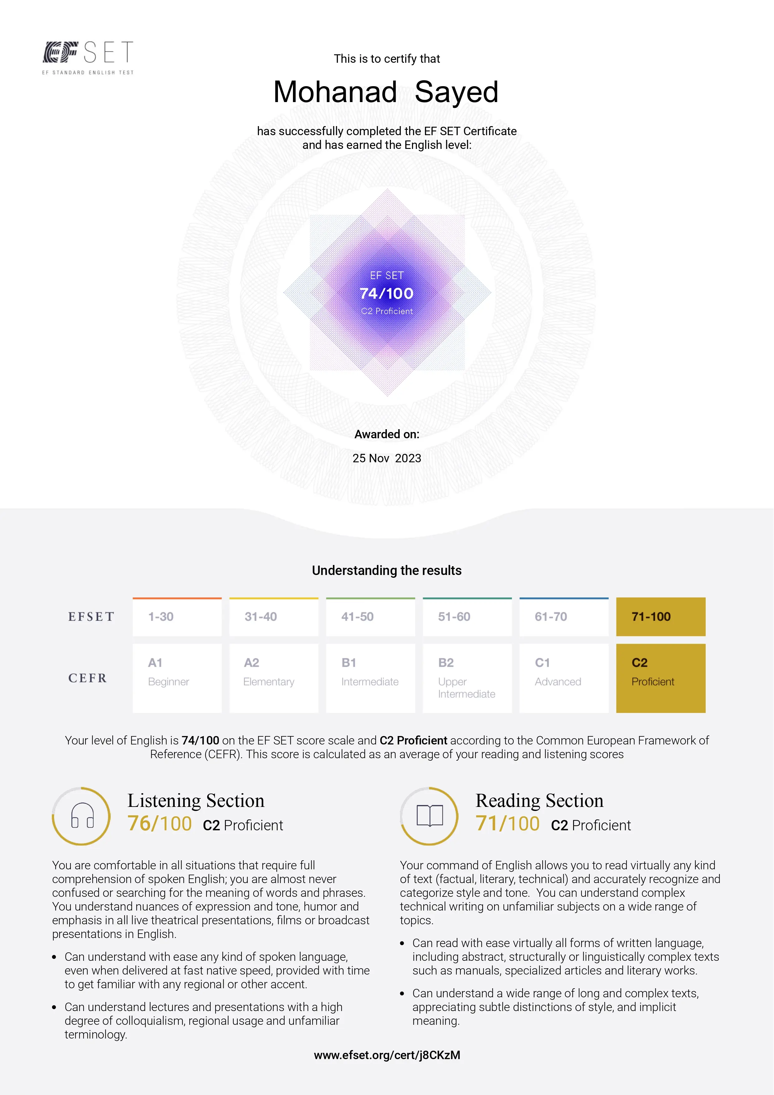 EF SET English Proficiency